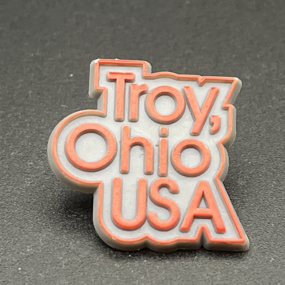 Vintage Troy‎ Ohio USA City Plastic Lapel Hat Pin